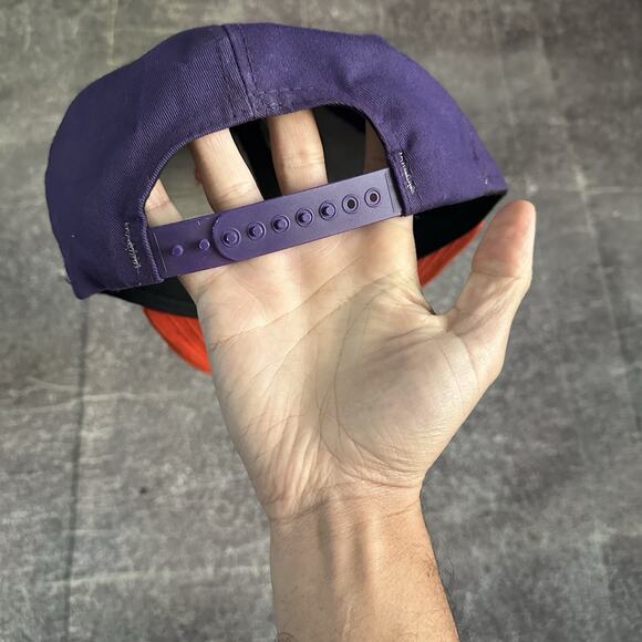 Men's Vintage 90's AJD Phoenix Suns Purple Orange Plain Logo Snapback Hat Cap - Picture 3 of 6